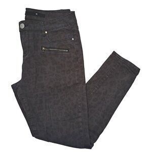 Harper Brown Black Leopard Print Skinny Pants Zipper Pockets Size 29